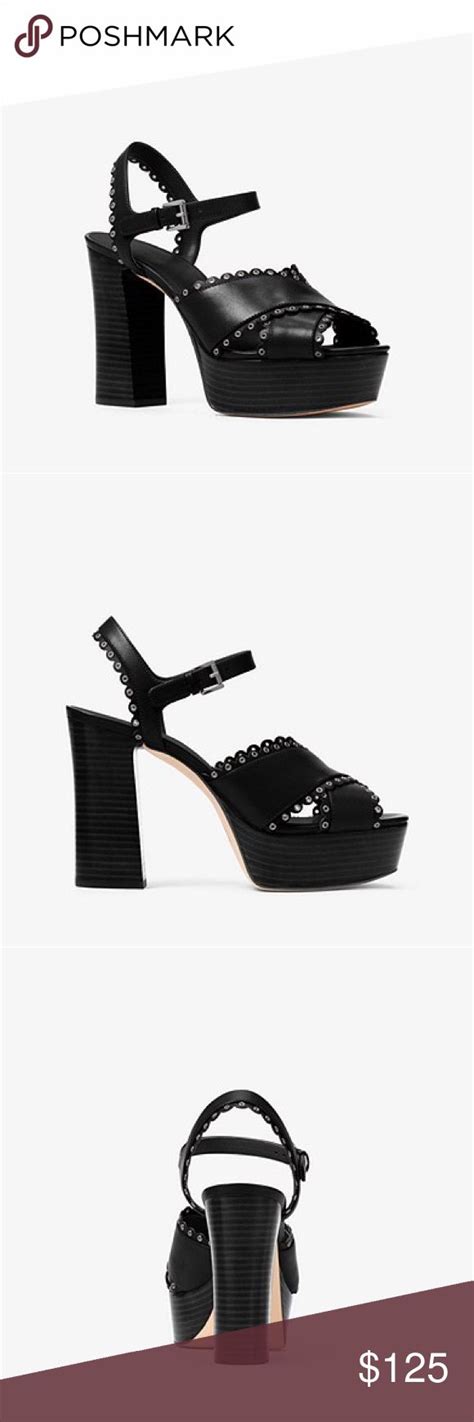 michael michael kors jessie leather platform sandal|Michael Kors platform wedge sandals.